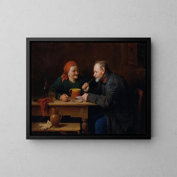 Il pranzo di mezzogiorno - Friedrich Friedländer — quadro incorniciato alla parete