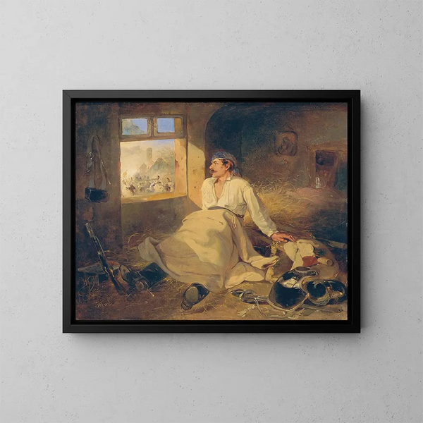 Krassier ferito su un fieno - Friedrich Johann Treml — quadro incorniciato alla parete