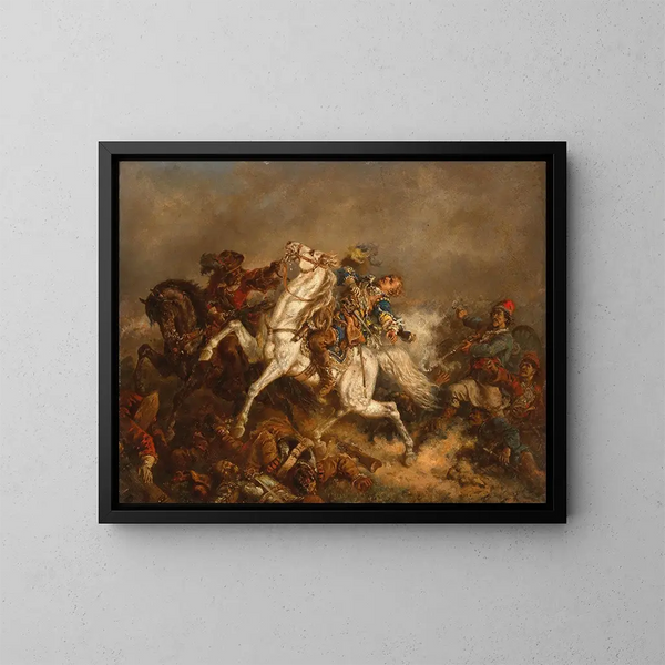 Il re Gustavo II Adolfo di Svezia alla battaglia di Lützen - Friedrich Kaiser — quadro incorniciato alla parete