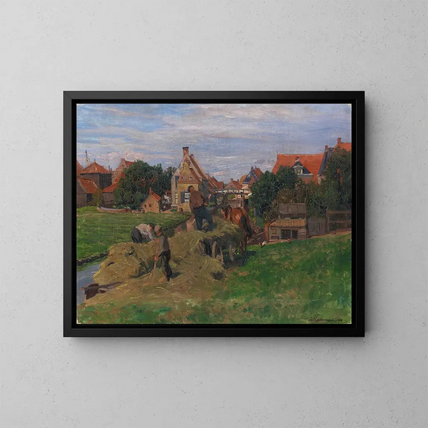 Raccolta di fieno nei Paesi Bassi - Friedrich Kallmorgen — quadro incorniciato alla parete