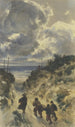 Chemin creux au bord de mer avec quatre hommes 1852 - Friedrich Karl Hausmann — vista dell’opera