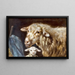 Pecora con agnello nella stalla - Friedrich Otto Gebler — quadro incorniciato alla parete