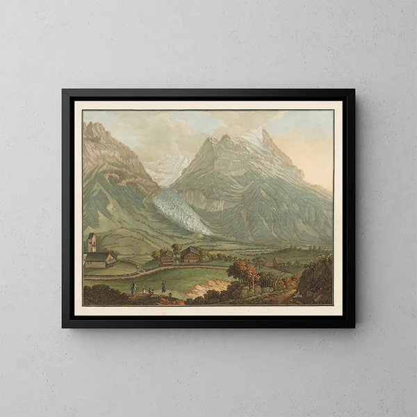 Ghiacciaio inferiore della valle di Grindelwald nel cantone di Berna - Friedrich Rosenberg — quadro incorniciato alla parete