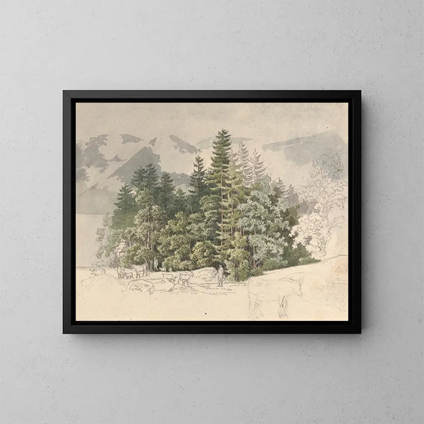Paesaggio alpino - Friedrich Salathé — quadro incorniciato alla parete