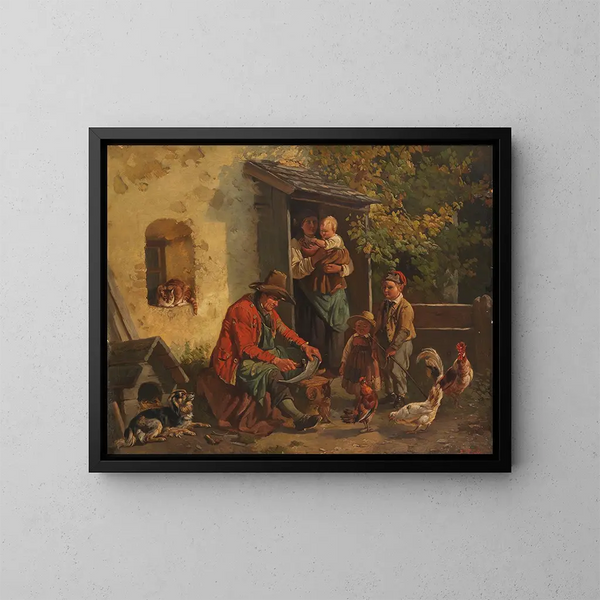 Contadino in difficoltà - Friedrich Voltz — quadro incorniciato alla parete
