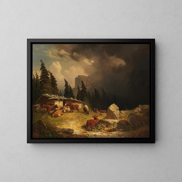 Tempesta tra le montagne - Friedrich Voltz — quadro incorniciato alla parete