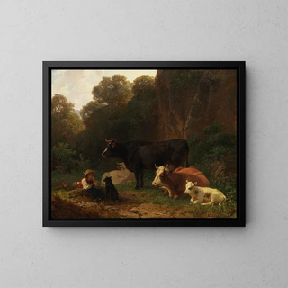 Friedrich Voltz - Hirtebub mit Khen an Felsenwand.webp