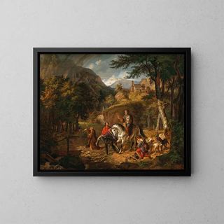 Friedrich Wilhelm Mller - Rudolph von Habsburg leitet einen Geistlichen mit dem Abendmahle durch einen Bach.webp