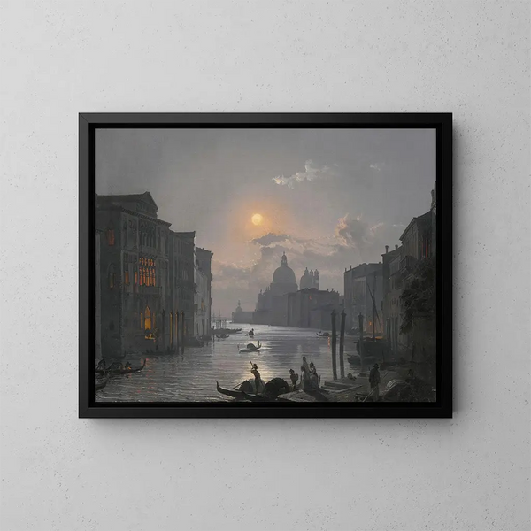 Venezia, vista del Gran Canal con il Palazzo Cavalli-Franchetti e Santa Maria della Salute - Friedrich von Nerly — quadro incorniciato alla parete