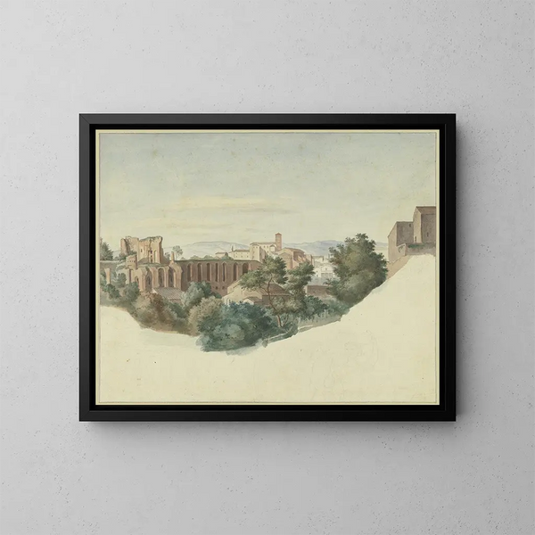 Vista di SS Giovanni e Paolo a Roma - Friedrich von Olivier — quadro incorniciato alla parete