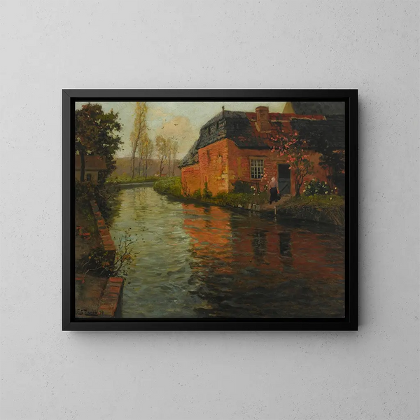Una vista del fiume La Varenne - Frits Thaulow — quadro incorniciato alla parete