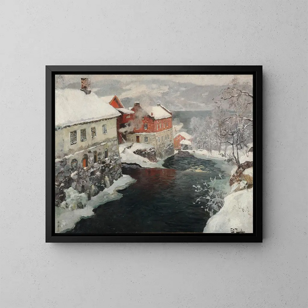 Fabriques en Norvège, les deux moulins sur la rivière Mesma - Frits Thaulow — quadro incorniciato alla parete