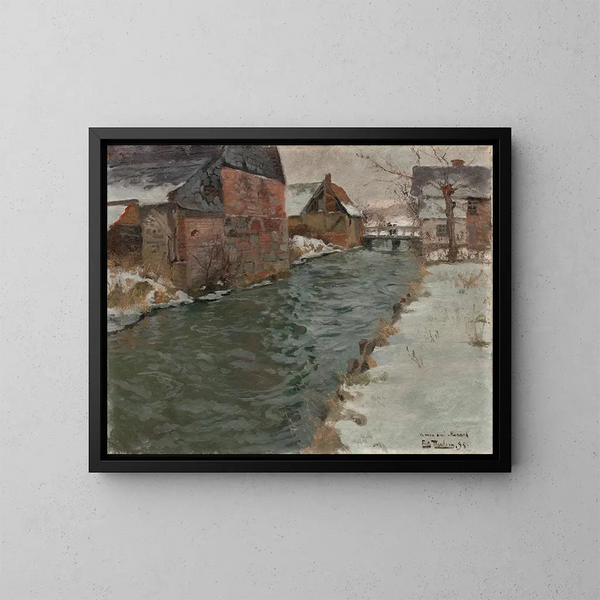 Hameau au bord de la rivière - Frits Thaulow — quadro incorniciato alla parete