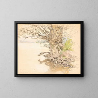 Fritz Lach - A willow tree at the lake shore.webp