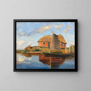 Fritz Overbeck - Hammehtte mit Torfkahn.webp