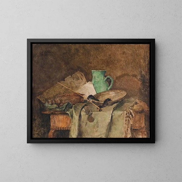 Nature morte con brocca e pipa - Fritz Rojka — quadro incorniciato alla parete