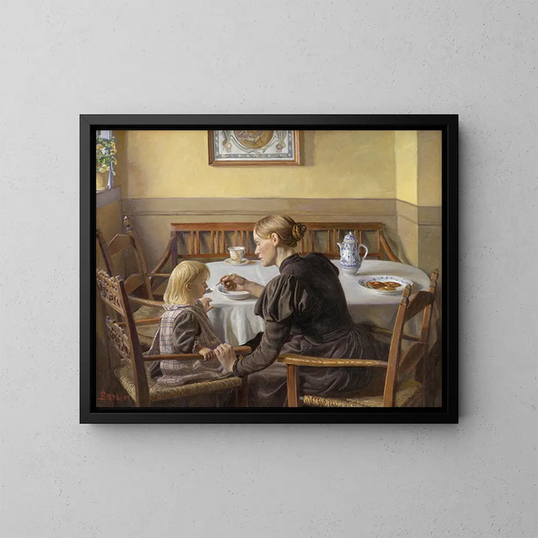 Madre e bambino - Fritz Syberg — quadro incorniciato alla parete
