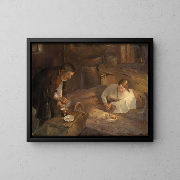 Notte sacra - Fritz von Uhde — quadro incorniciato alla parete