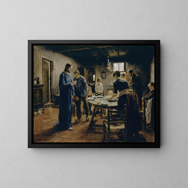 La preghiera del pasto - Fritz von Uhde — quadro incorniciato alla parete