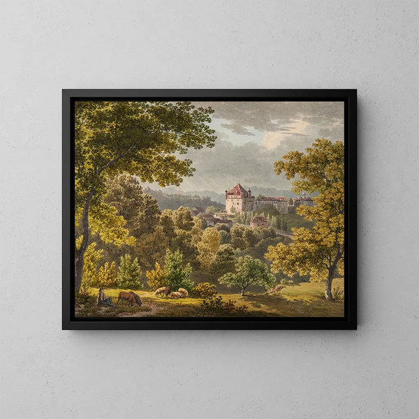 Vista di Losanna - Gabriel Lory il Giovane — quadro incorniciato alla parete