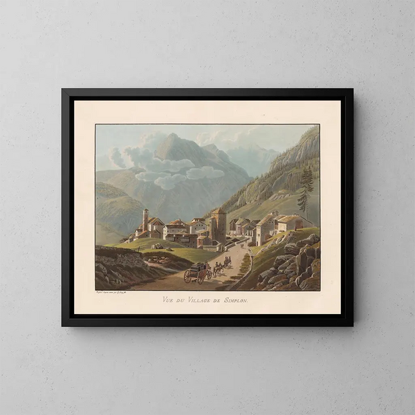 Vista del villaggio di Simplon - Gabriel Lory il Giovane — quadro incorniciato alla parete