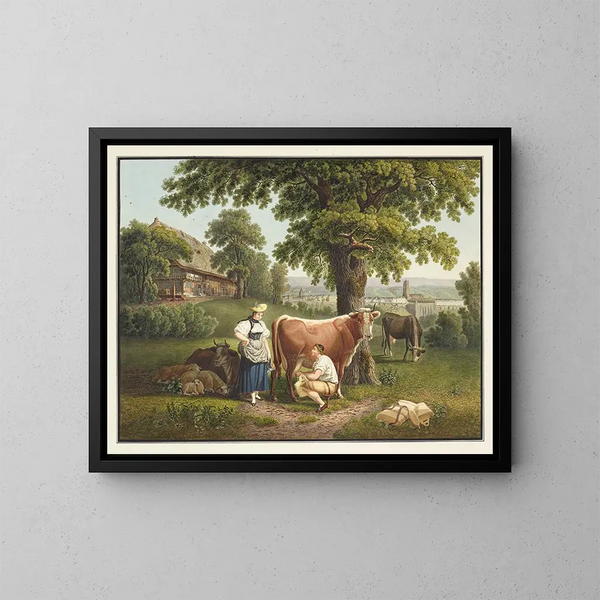 Vista di Berna dal Sandrain - Gabriel Lory l'Ancien — quadro incorniciato alla parete