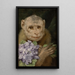 Singe con un mazzo di violette - Gabriel Max — quadro incorniciato alla parete