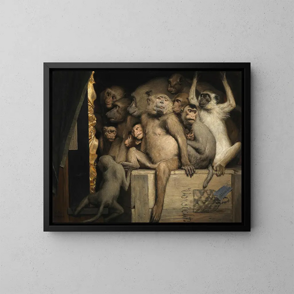 dei scimmie come giudici dell'arte - Gabriel von Max — quadro incorniciato alla parete