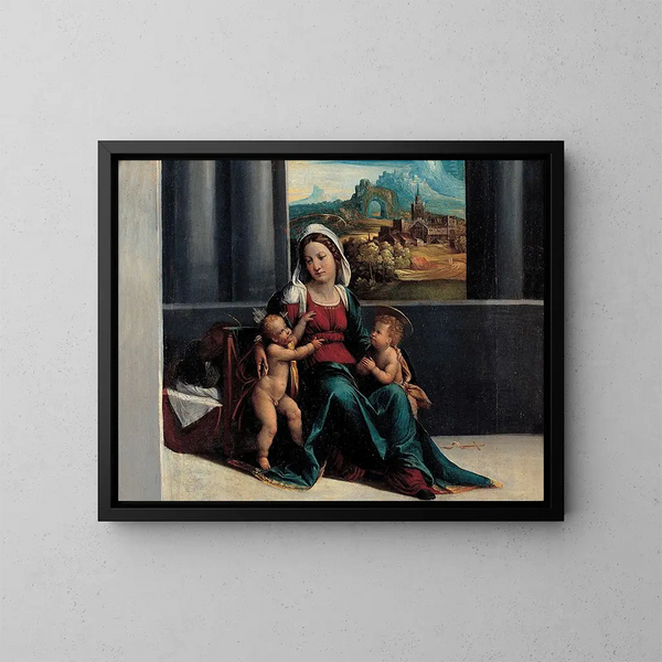 Madonna con Bambino e san Giovanni - Garofalo e atelier — quadro incorniciato alla parete