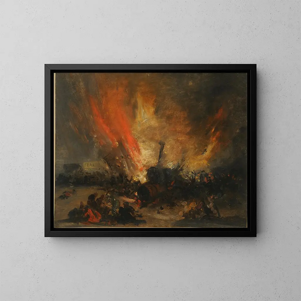 Esplosione di una locomotiva - Genaro Pérez Villaamil — quadro incorniciato alla parete