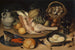 Nature morte con cosciotto di vitello, insetti e cinciallegra - Georg Flegel — vista dell’opera