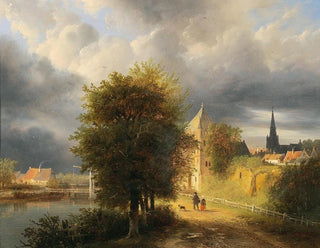 Georg Gillis van Haanen - Storm Clouds over a Dutch Town.webp