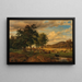 Paesaggio di pascolo con mucche e un villaggio sullo sfondo - Georg Heinrich Crola — quadro incorniciato alla parete
