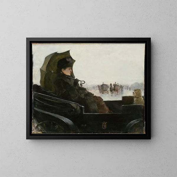Dama in una carrozzina con motivo di Parigi - Georg Pauli — quadro incorniciato alla parete