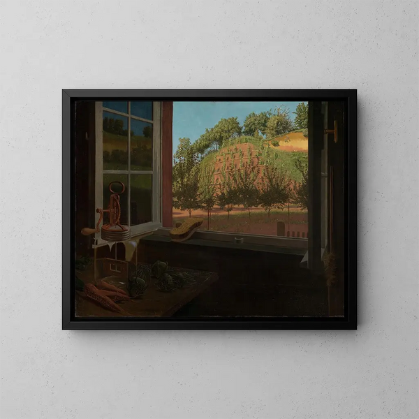 Vista dalla finestra della cucina - Georg Scholz — quadro incorniciato alla parete