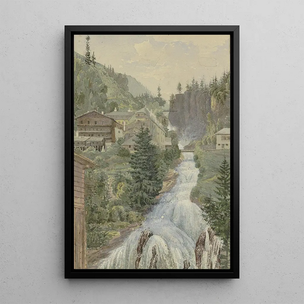 Georg Von Krieg - Alpine brook with houses.webp