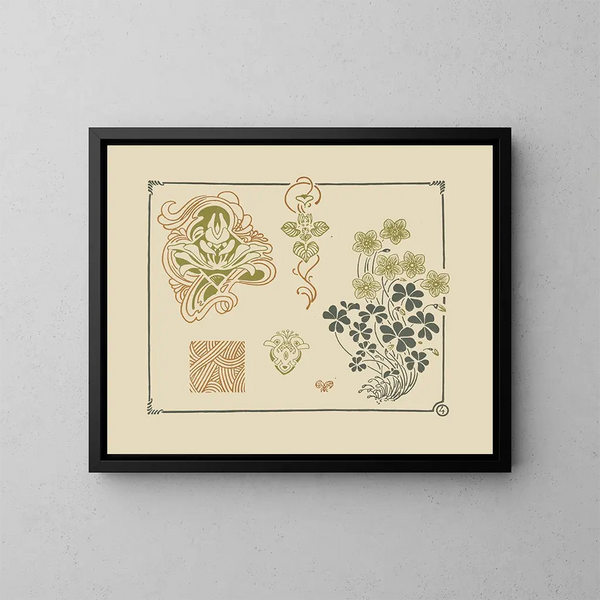 Conception astratta basata su fiori e foglie - George Auriol — quadro incorniciato alla parete