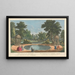 Vista della grotta, due templi di conchiglie nei giardini di Earl Temple a Stow nel Buckinghamshire - George Bickham il Vecchio — quadro incorniciato alla parete