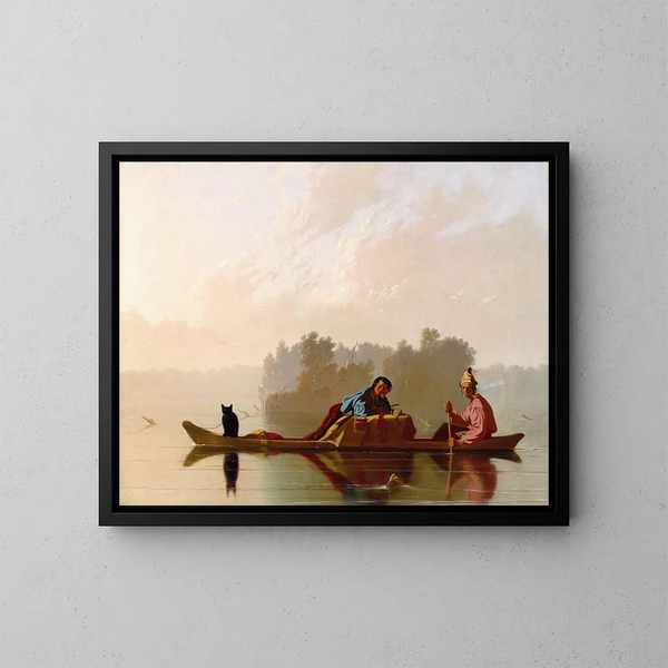 I commercianti di pellicce discendono il Missouri - George Caleb Bingham — quadro incorniciato alla parete