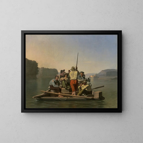 Un bateau à vapeur échoué assisté par un lighter - George Caleb Bingham — quadro incorniciato alla parete