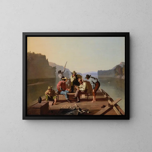 Dei zatterieri che giocano a carte - George Caleb Bingham — quadro incorniciato alla parete