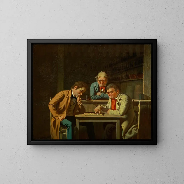 I giocatori di dama - George Caleb Bingham — quadro incorniciato alla parete