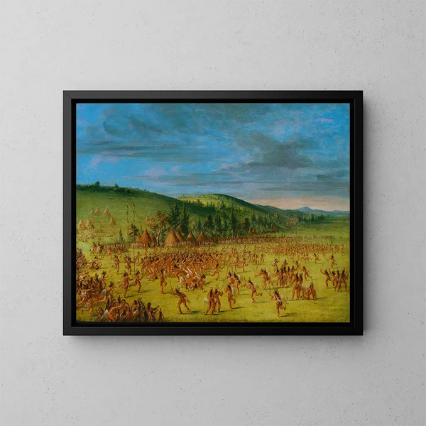 Gioco della palla dei Choctaw - George Catlin — quadro incorniciato alla parete