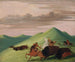 Caccia al bufalo: un toro che protegge una mucca e il suo vitello - George Catlin — vista dell’opera