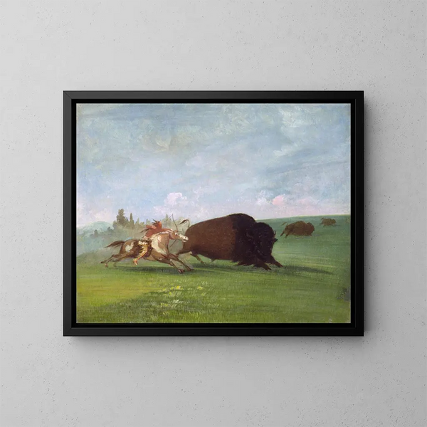 Caccia al bisonte, una sola morte - George Catlin — quadro incorniciato alla parete