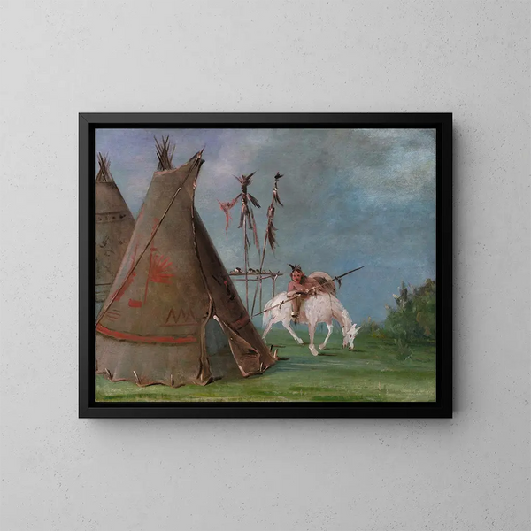 Lodge comanche delle pelli di bisonte - George Catlin — quadro incorniciato alla parete