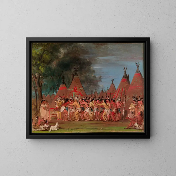 Danza dei capi all'imboccatura del fiume Teton - George Catlin — quadro incorniciato alla parete