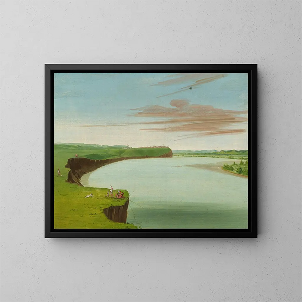 Vista lontana del villaggio Mandan - George Catlin — quadro incorniciato alla parete