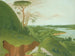 Falesie fluviali con lupi bianchi in primo piano, Haut-Missouri - George Catlin — vista dell’opera