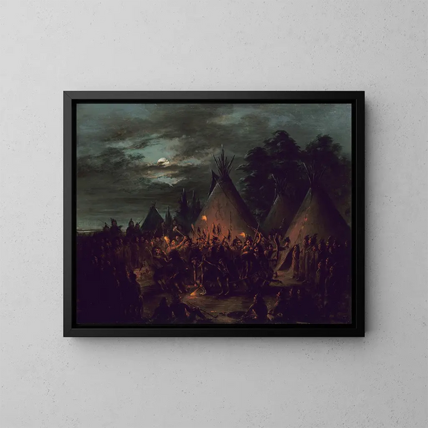 Danza del cuoio capelluto dei Sioux - George Catlin — quadro incorniciato alla parete